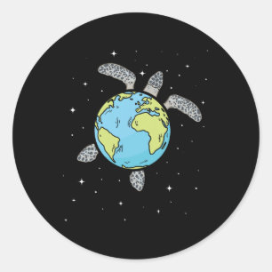 Turtle Earth Sea Turtle Earth Day Turtle Planet Classic Round Sticker