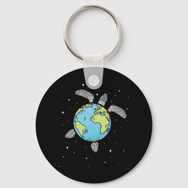 Turtle Earth Sea Turtle Earth Day Turtle Planet  Key Ring (Front)