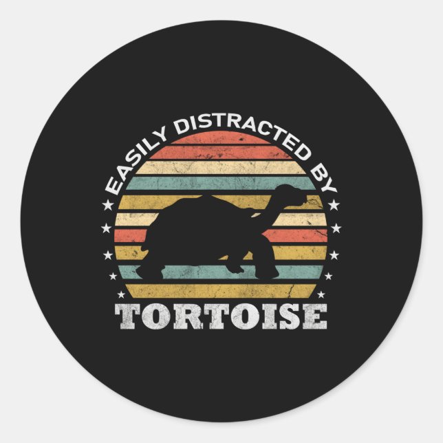 Turtle Easily Distracted By Tortoise Classic Round Sticker (Front)