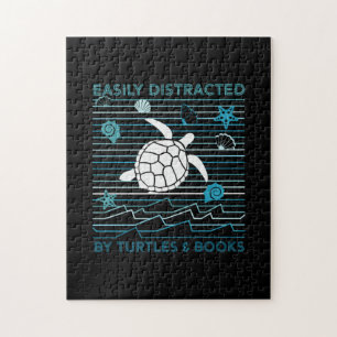 Turtle Easily Distracted By Turtles And Books Jigsaw Puzzle