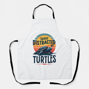 Turtle Easily Distracted By Turtles Sea Vintage Ki Apron