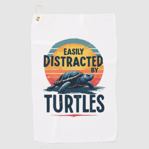 Turtle Easily Distracted By Turtles Sea Vintage Ki Golf Towel