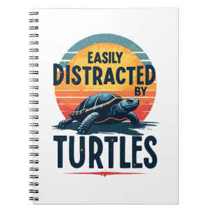 Turtle Easily Distracted By Turtles Sea Vintage Ki Notebook