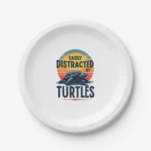 Turtle Easily Distracted By Turtles Sea Vintage Ki Paper Plate