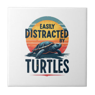 Turtle Easily Distracted By Turtles Sea Vintage Ki Tile