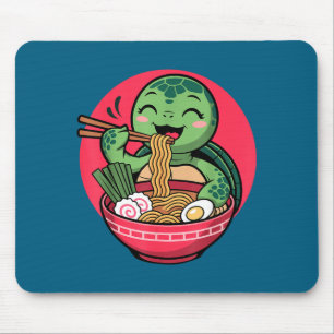 Turtle Eating Ramen Kawaii Turtle Japanese Kawaii Mouse Mat