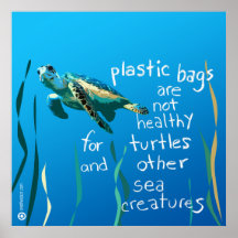 Turtle Eco Poster (Plastic bags are not healthy)