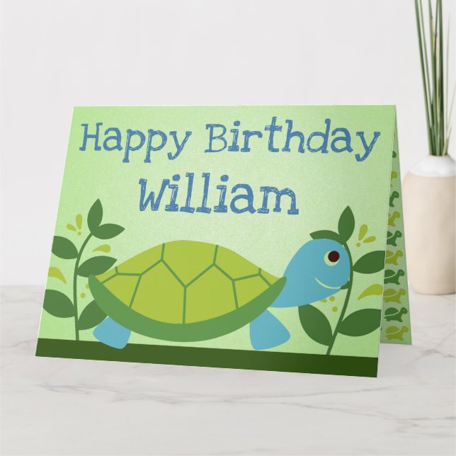 Turtle Editable Birthday Card (Front)