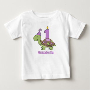Turtle First Birthday Tshirt purple Personalised