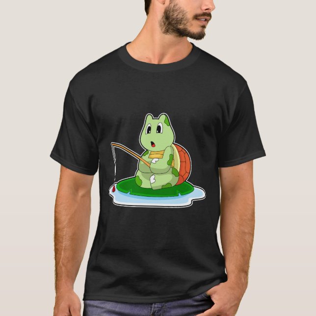 Turtle Fisher Fishing rod Fishing T-Shirt (Front)