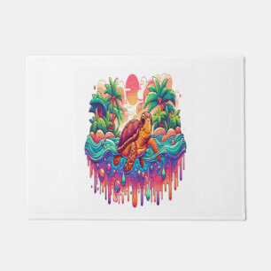 Turtle Floats in Liquid Garden. Doormat