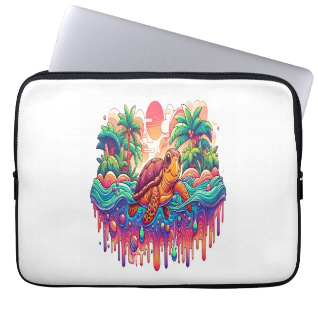 Turtle Floats in Liquid Garden. Laptop Sleeve (Front)