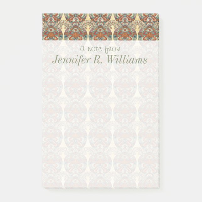 Turtle Floral Pattern | Add Your Name Post-it Notes (Front)