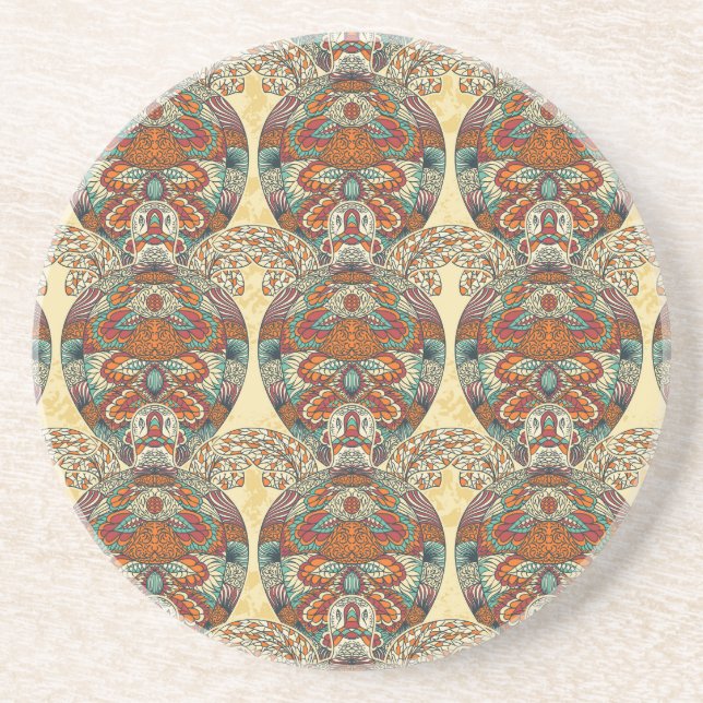 Turtle Floral Pattern Coaster (Front)