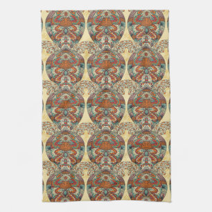 Turtle Floral Pattern Tea Towel