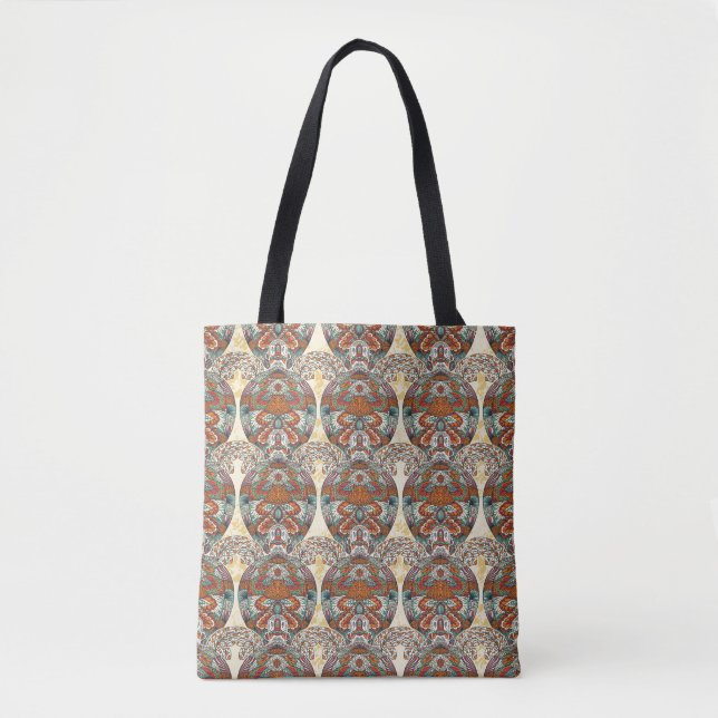 Turtle Floral Pattern Tote Bag (Front)