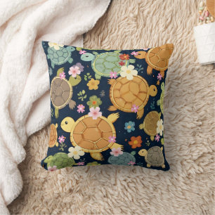 Turtle Floral Print  Cushion