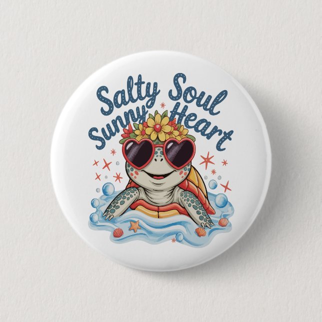 Turtle Floral Summer Beach 6 Cm Round Badge (Front)