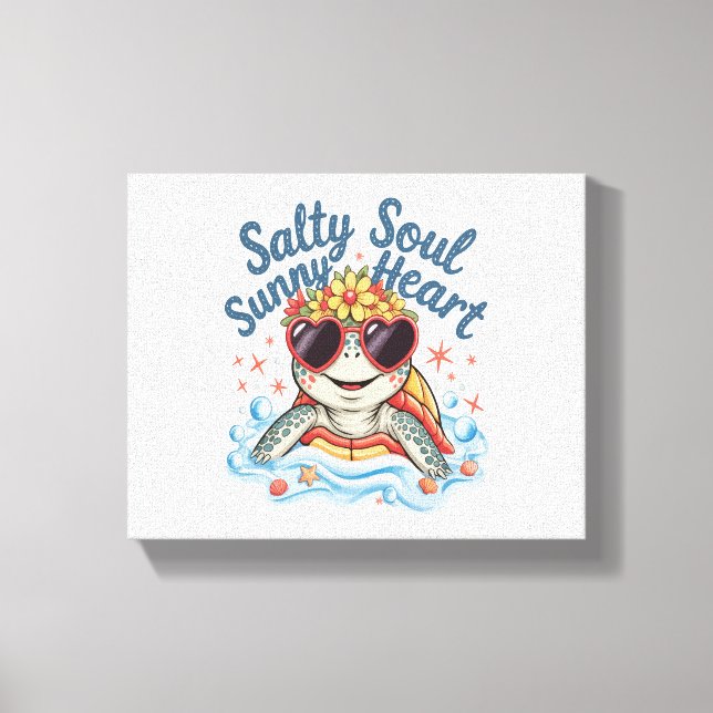 Turtle Floral Summer Beach Canvas Print (Front)