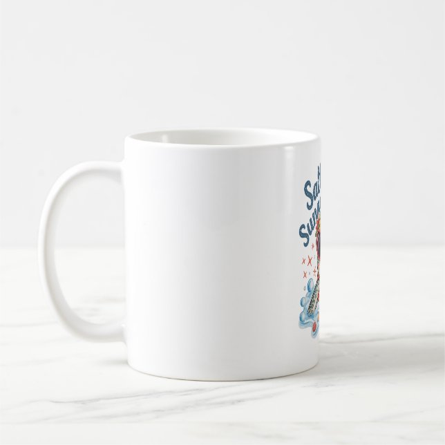 Turtle Floral Summer Beach Coffee Mug (Left)