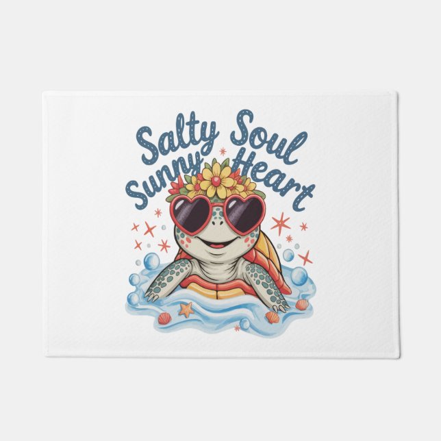 Turtle Floral Summer Beach Doormat (Front)