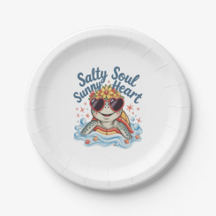 Turtle Floral Summer Beach Paper Plate