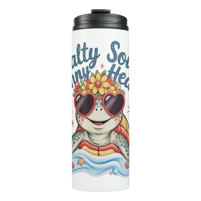 Turtle Floral Summer Beach Thermal Tumbler (Front)