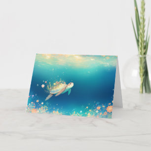 Turtle Floral Wonderland Under the Sea Card