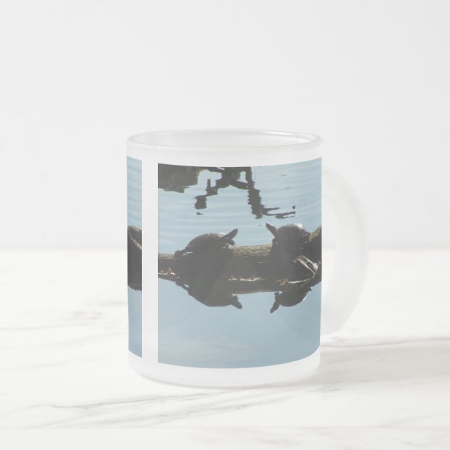 Turtle Friends Frosted Glass Mug (Front Right)