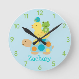Turtle Frog Duck Personalised Nursery Wall Clock