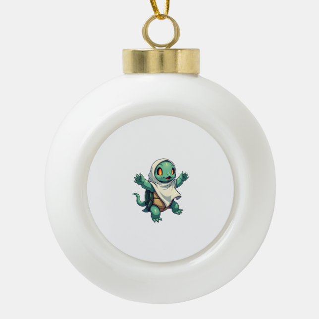 Turtle Ghoul Ceramic Ball Christmas Ornament (Front)