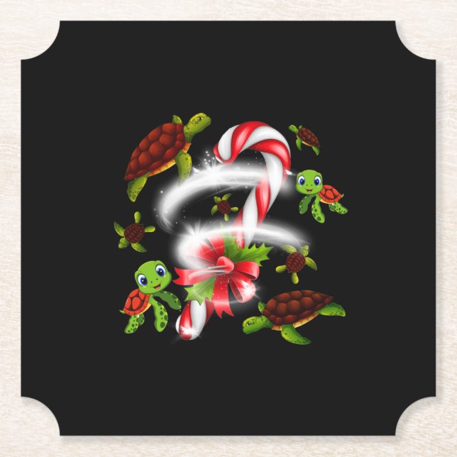 Turtle  Gift | Turtle Candy Sweet Christmas Paper Coaster (Front)