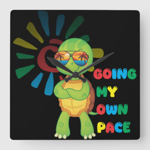 Turtle going at his own pace square wall clock