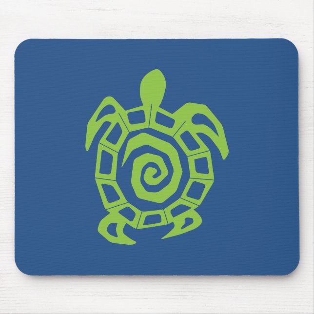 Turtle Green and Blue Graphic Mouse Mat (Front)