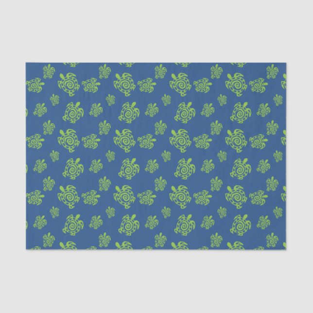 Turtle Green and Blue Graphic Tissue Paper (Front)