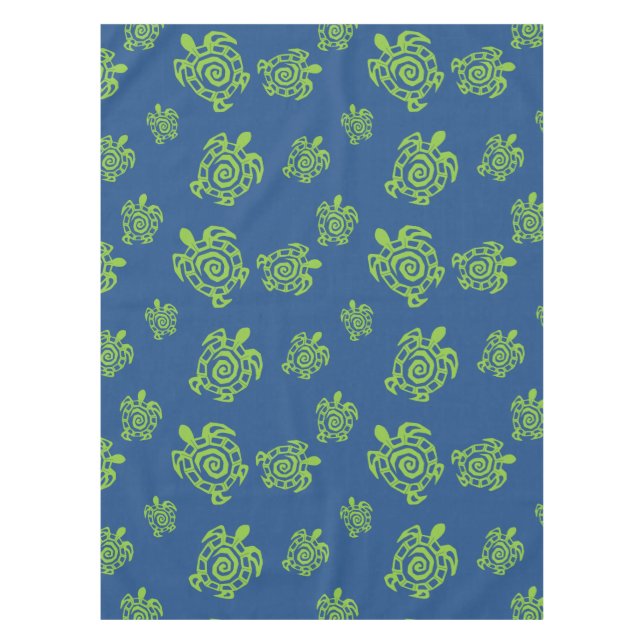 Turtle Green and Blue Party Stuff Tablecloth (Front)