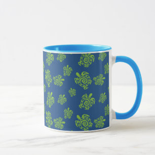 Turtle Green and Blue Print Mug