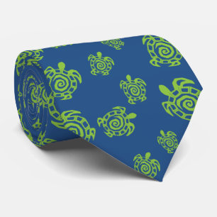 Turtle Green and Blue Print Tie
