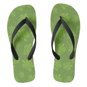 Turtle Green Print Flip Flops
