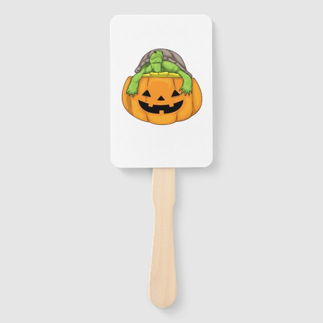 Turtle Halloween Pumpkin Classic T-Shirt_1 Hand Fan (Front)