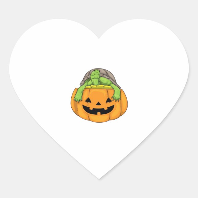Turtle Halloween Pumpkin Classic T-Shirt_1 Heart Sticker (Front)