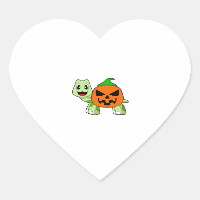 Turtle Halloween Pumpkin Classic T-Shirt Heart Sticker (Front)