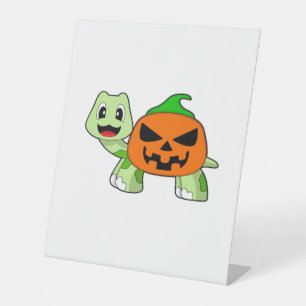 Turtle Halloween Pumpkin Classic T-Shirt Pedestal Sign