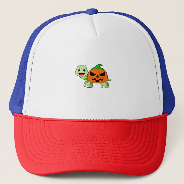 Turtle Halloween Pumpkin Classic T-Shirt Trucker Hat (Front)