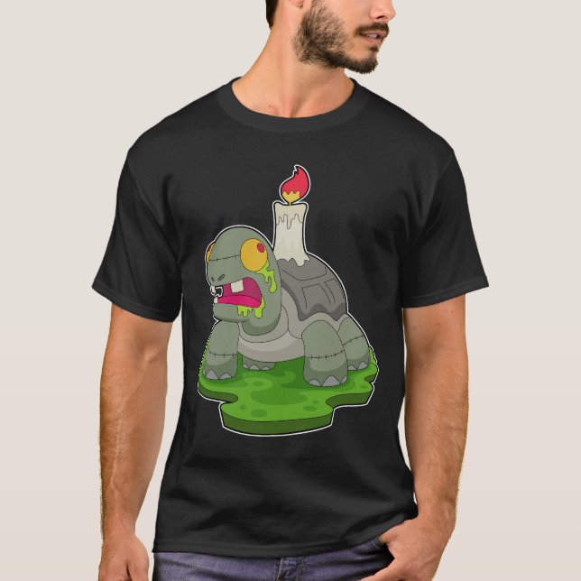 Turtle Halloween Zombie Candle T-Shirt (Front)