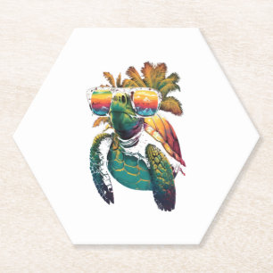 Turtle Hawaiian Sea Turtles Hawaii Beach Palm Copy Paper Coaster