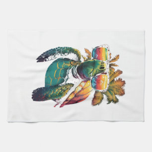 Turtle Hawaiian Sea Turtles Hawaii Beach Palm Copy Tea Towel