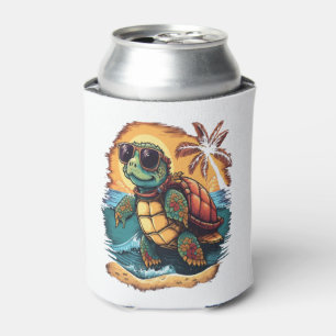 Turtle Hawaiian Sea Turtles Hawaii Tropical Beach Can Cooler