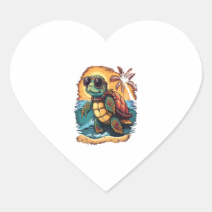 Turtle Hawaiian Sea Turtles Hawaii Tropical Beach Heart Sticker