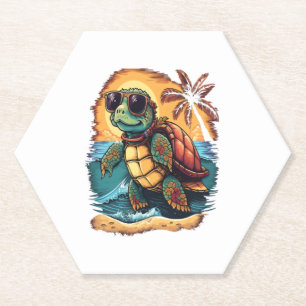 Turtle Hawaiian Sea Turtles Hawaii Tropical Beach Paper Coaster